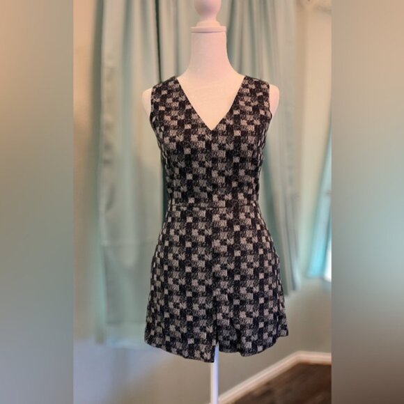 NWOT BCBGeneration Navy Blue Playsuit Checkered Jacquard Skort Romper - Picture 1 of 10